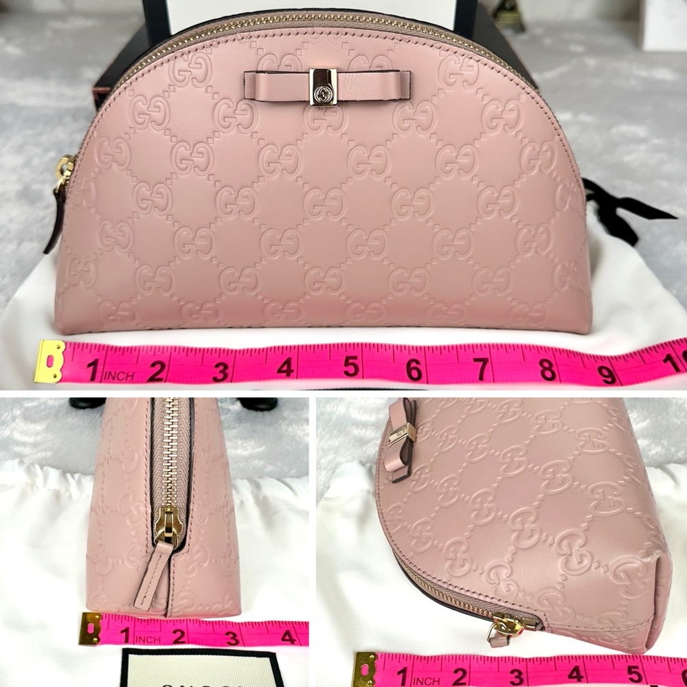 Gucci GG Pink Stamped leather GM, Large size cosmetic pouch or crossbody CUTE! - Picture 15 of 16